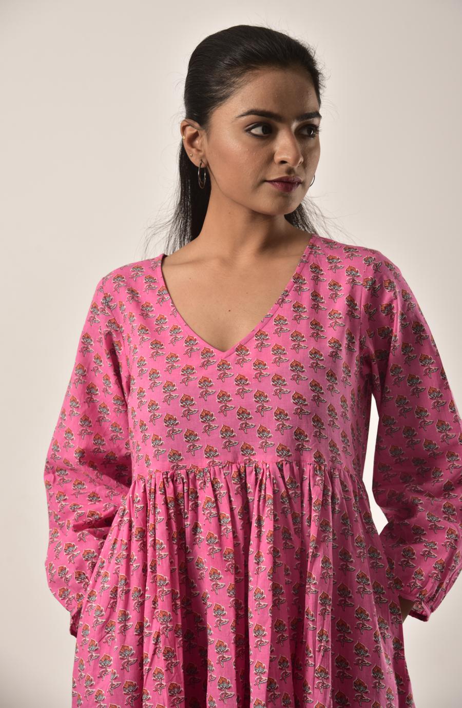 Pink Booti Tiered Short Dress