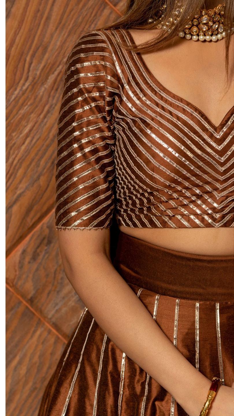 bani-thani-brown-cotton-silk-lehenga-set-11423038BR, Women Indian Ethnic Clothing, Cotton Silk Lehenga Choli