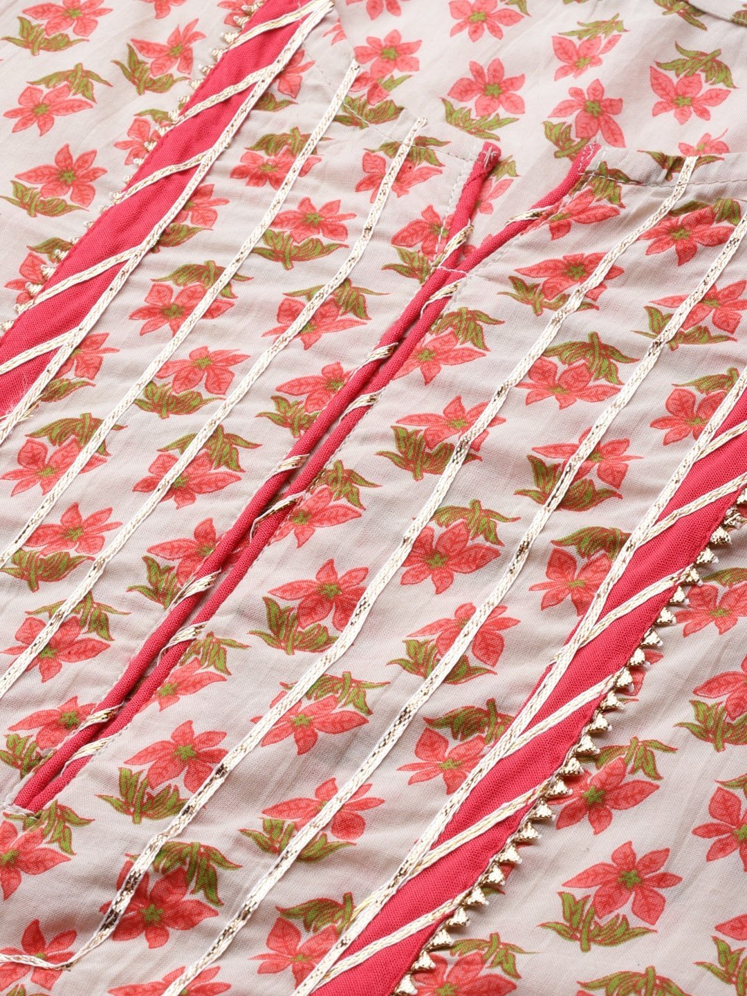 beige-and-peach-kurta-with-sharara-and-dupatta-10103001BG, Women Indian Ethnic Clothing, Cotton Kurta Set Dupatta