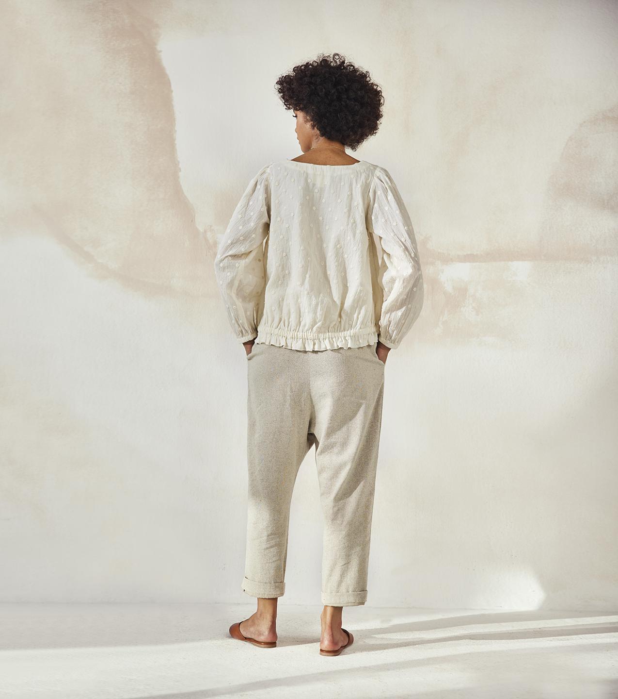 beige-cotton-lay-over-pant-with-side-pockets-11905059BG, Women Clothing, Cotton Pant