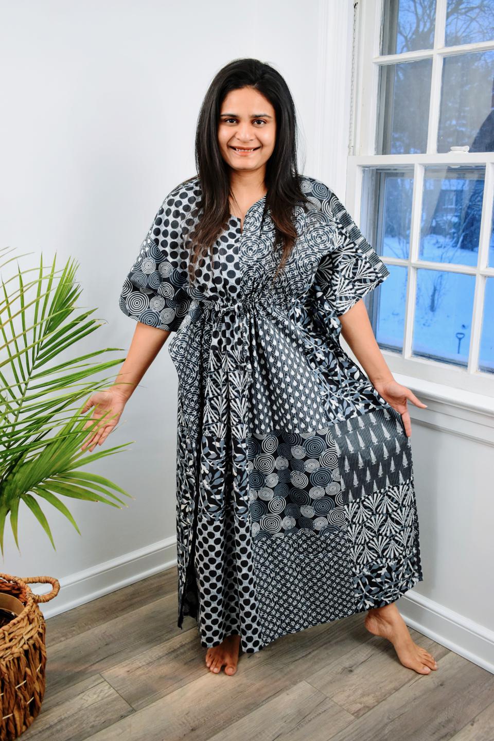 Black and White Long Caftan