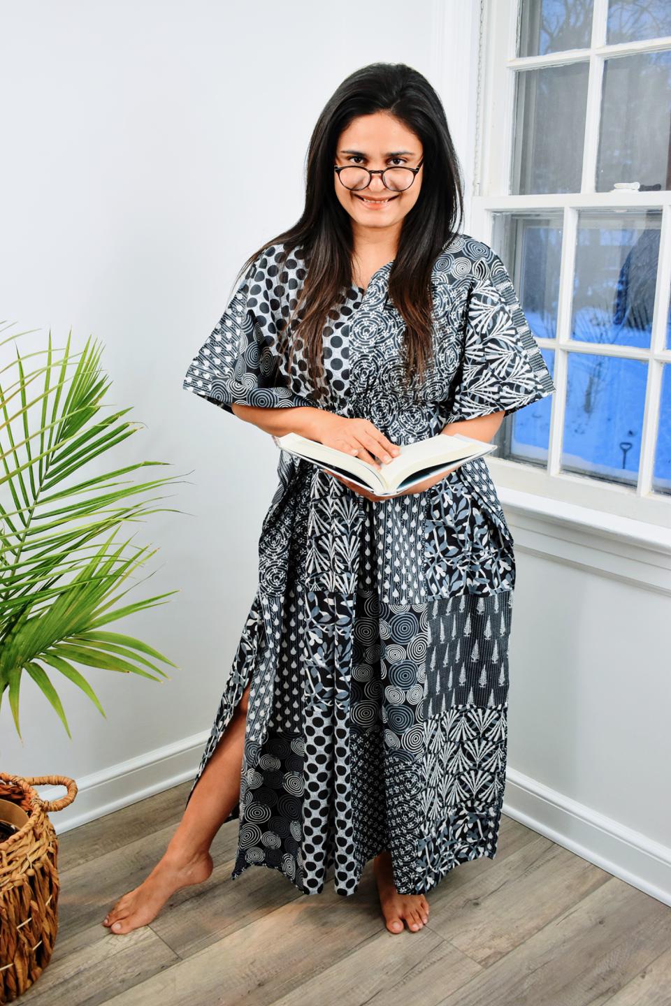 Black and White Long Caftan