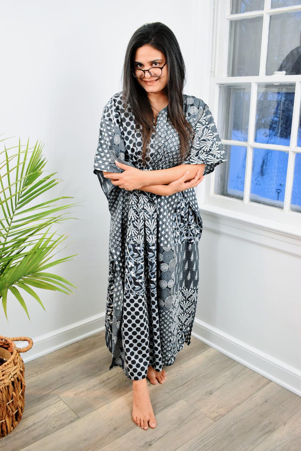 Black and White Long Caftan
