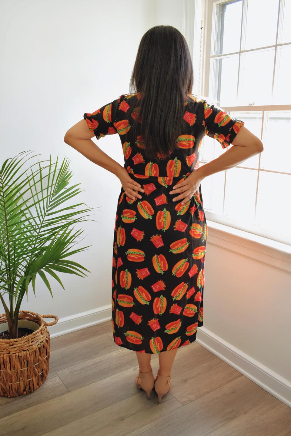 Black Burger Print Dress