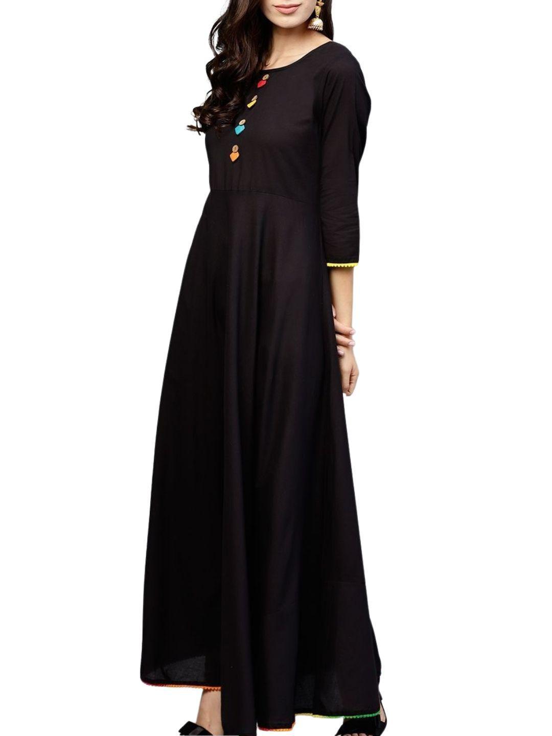 black-maxi-dress-10204012BK, Women Indian Ethnic Clothing, Cotton Dress
