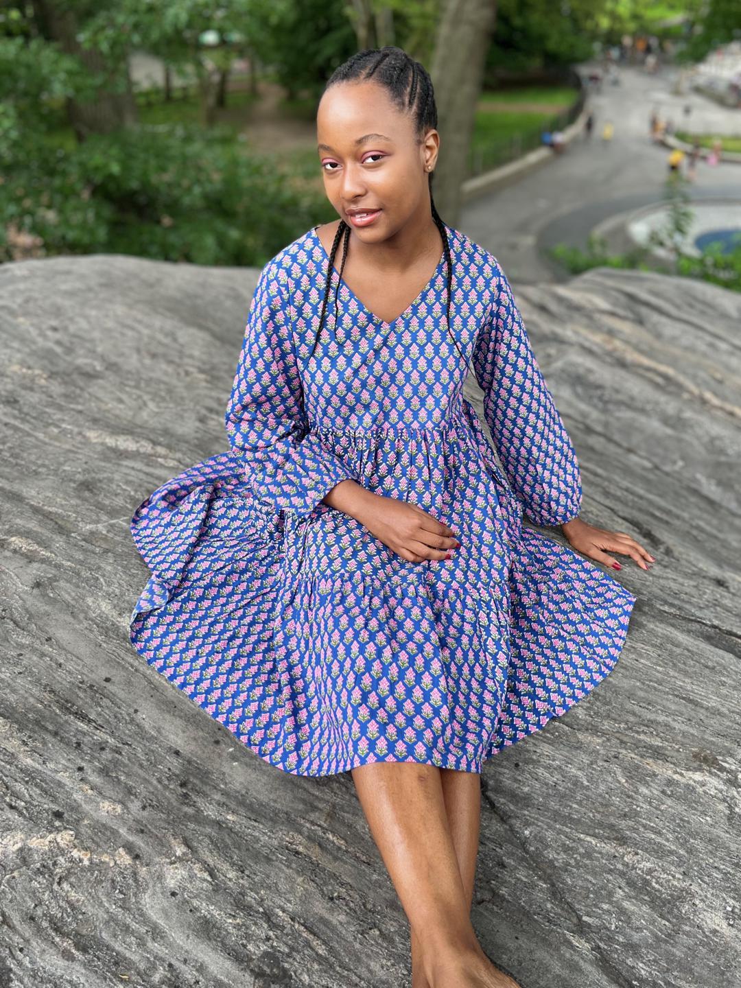 Blue Booti Tiered Short Dress