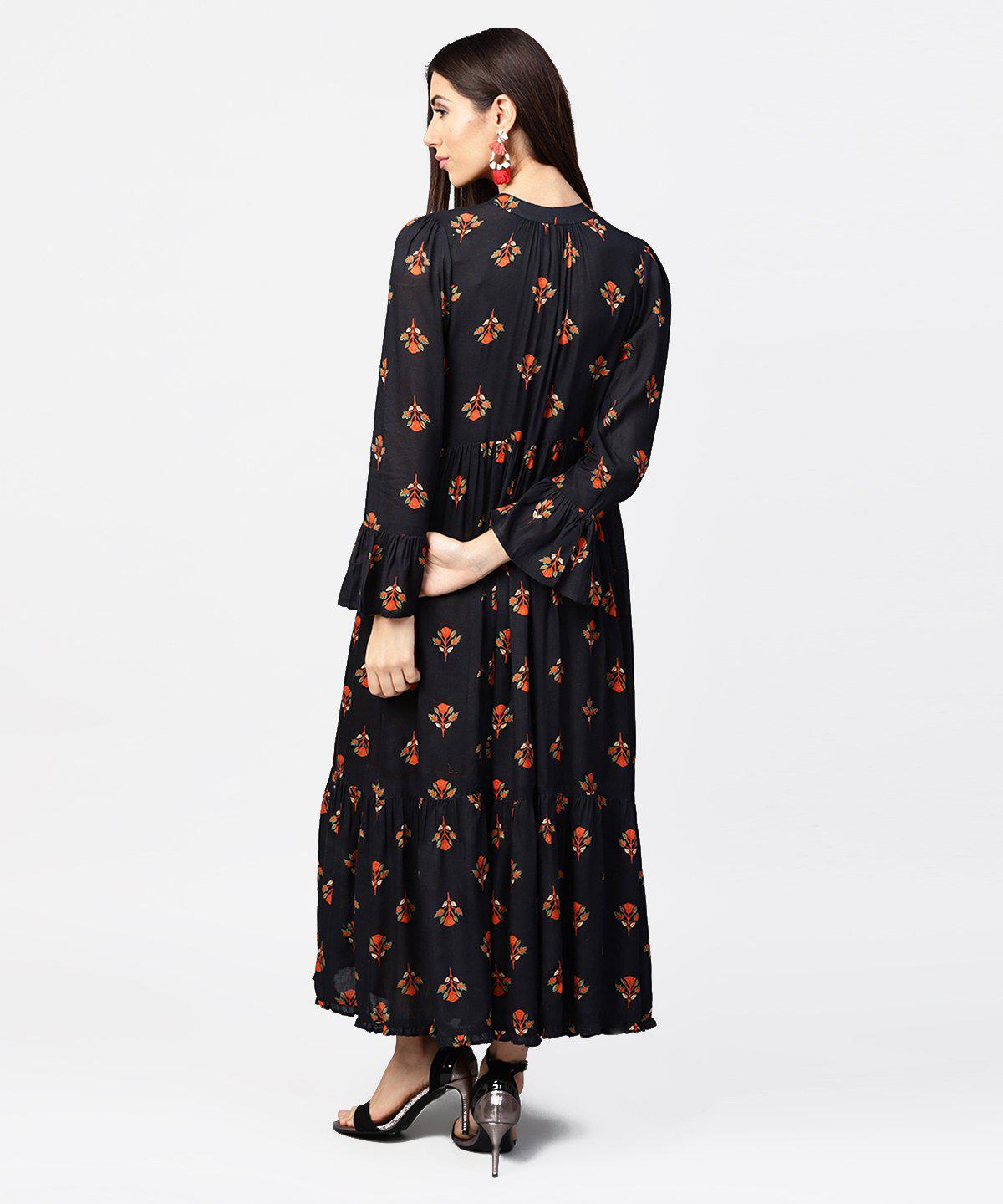 blue-closed-neck-cotton-maxi-dress-10804007BL, Women Clothing, Cotton Dress