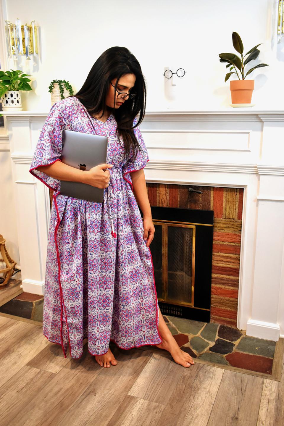 Blue Star HandBlock Long Caftan
