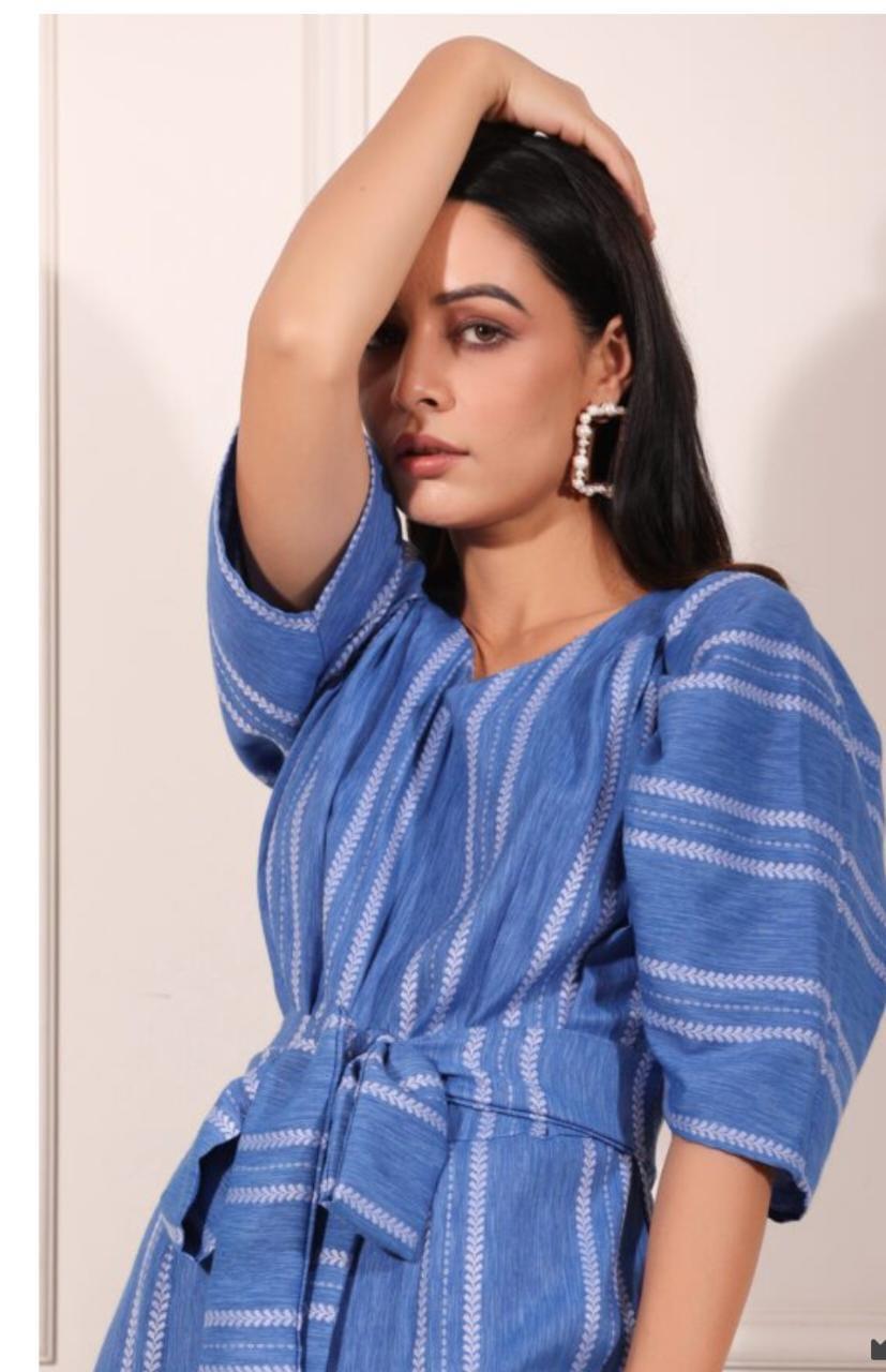 blue-striped-jump-suit-11624015BL, Women Clothing, Cotton Jumpsuit