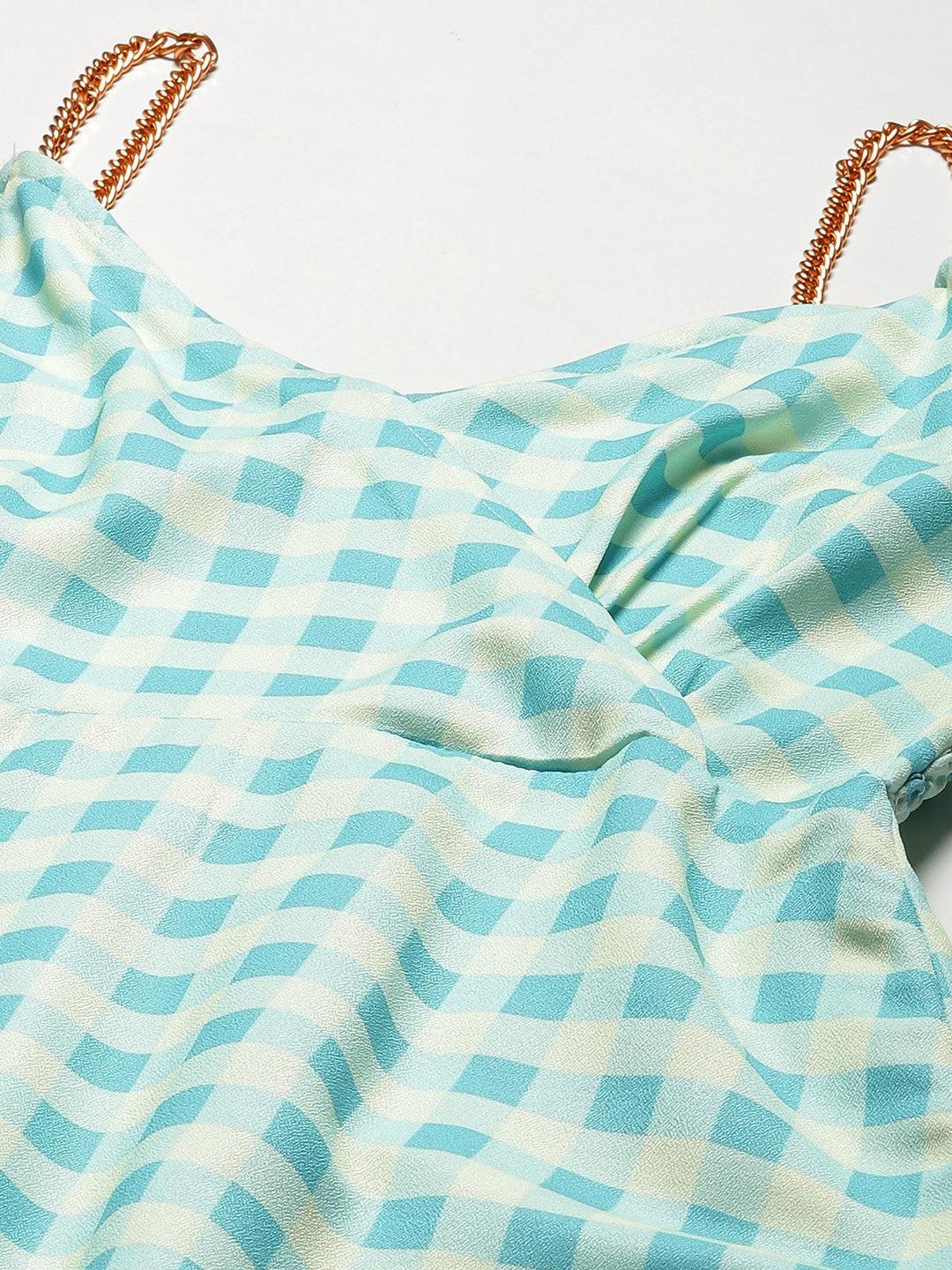 blue-yellow-check-strappy-maxi-10704005BL, Women Clothing, Poly Moss Dress