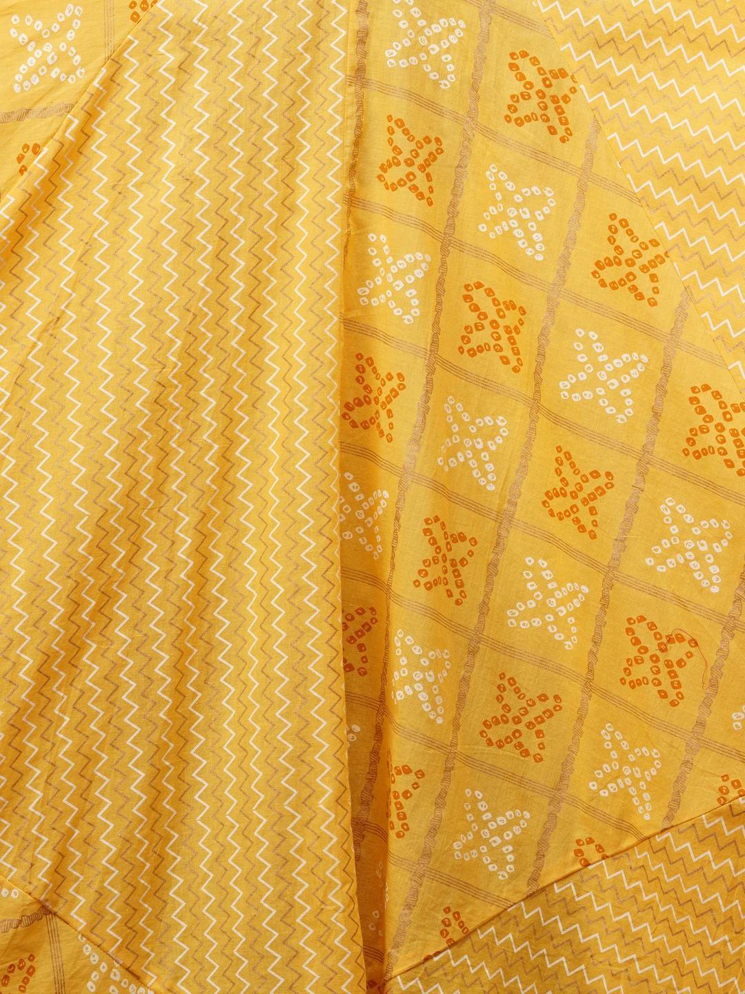 chevron-bandhani-mix-printed-asymmetrical-maxi-dress-10304003YL, Women Clothing, Cotton Dress