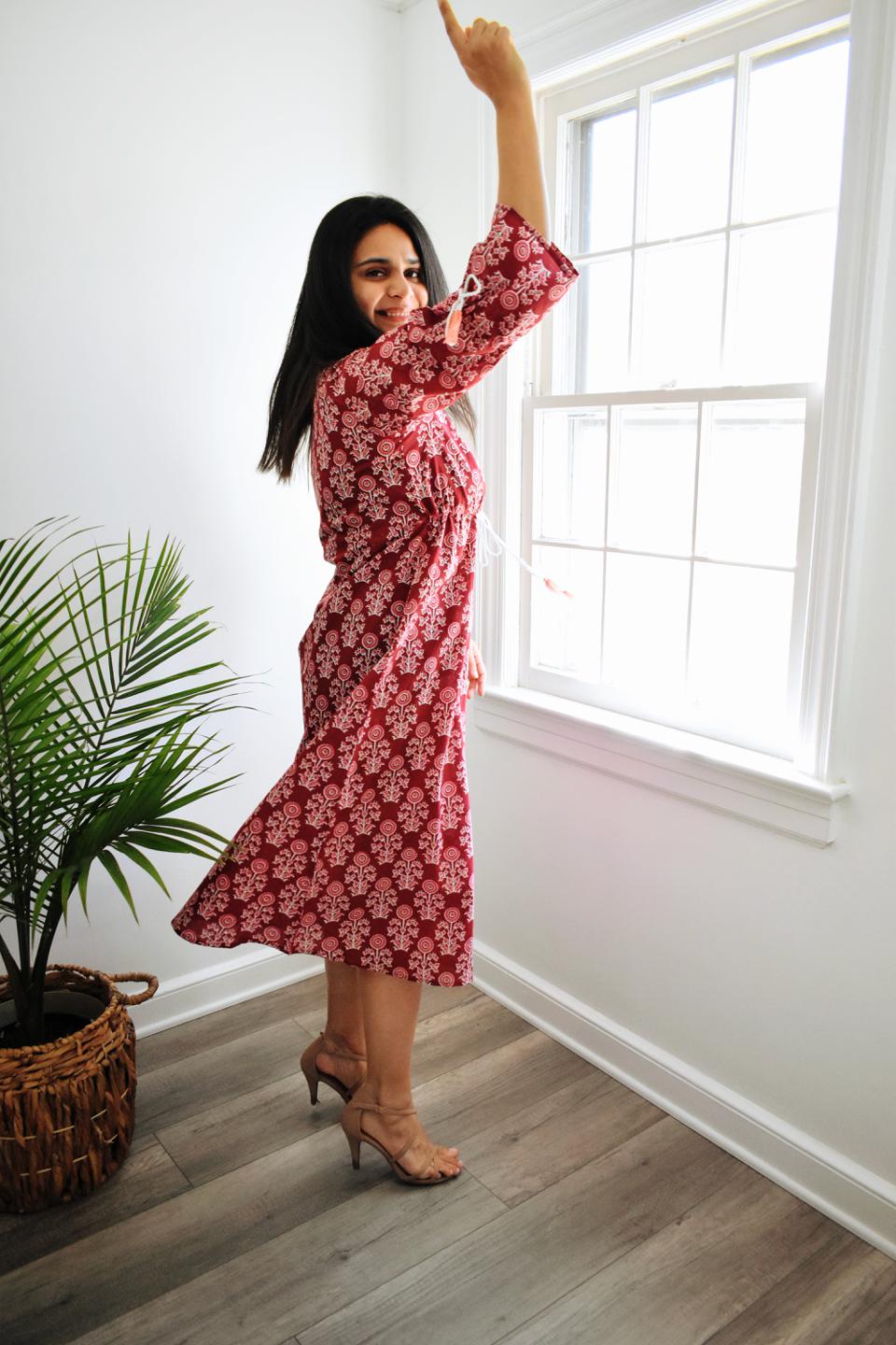 Cotton Maroon Flower Dress