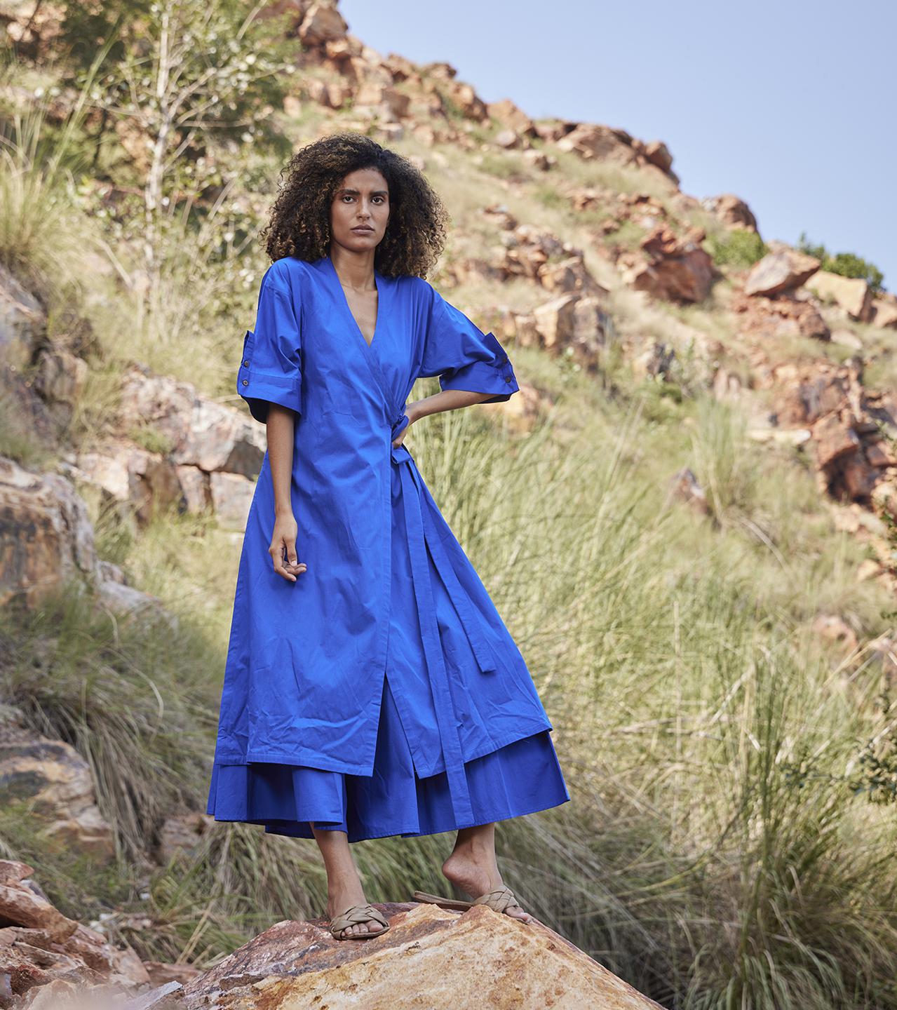 electric-blue-embellished-co-ord-set-11940003BL, Women Clothing, Cotton Matching Set