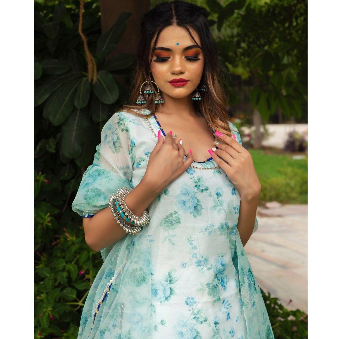 falak-chanderi-suit-set-11403217GR, Women Indian Ethnic Clothing, Chanderi Kurta Set Dupatta