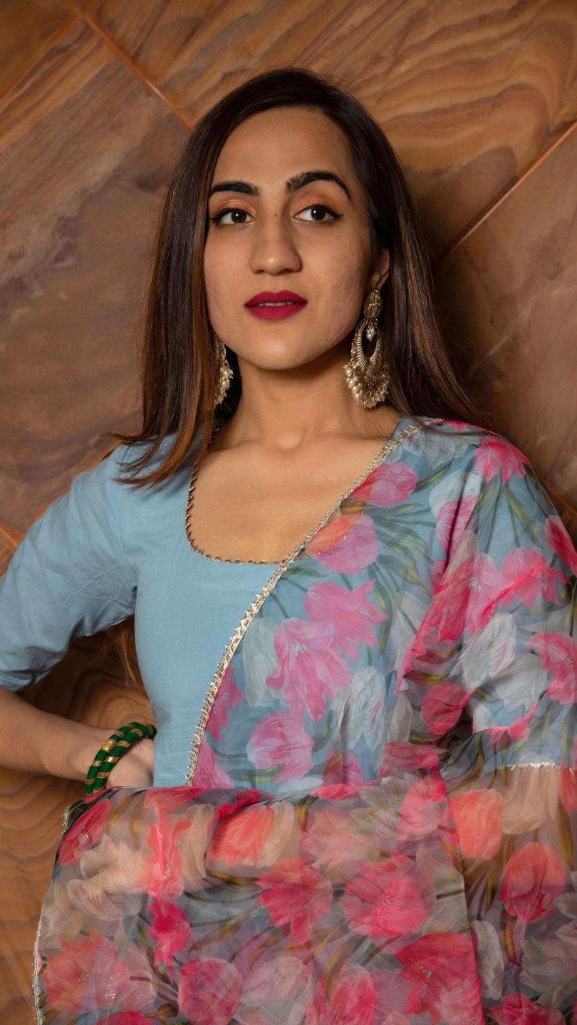 fiza-pure-cotton-suit-set-11403224BL, Women Indian Ethnic Clothing, Cotton Kurta Set Dupatta