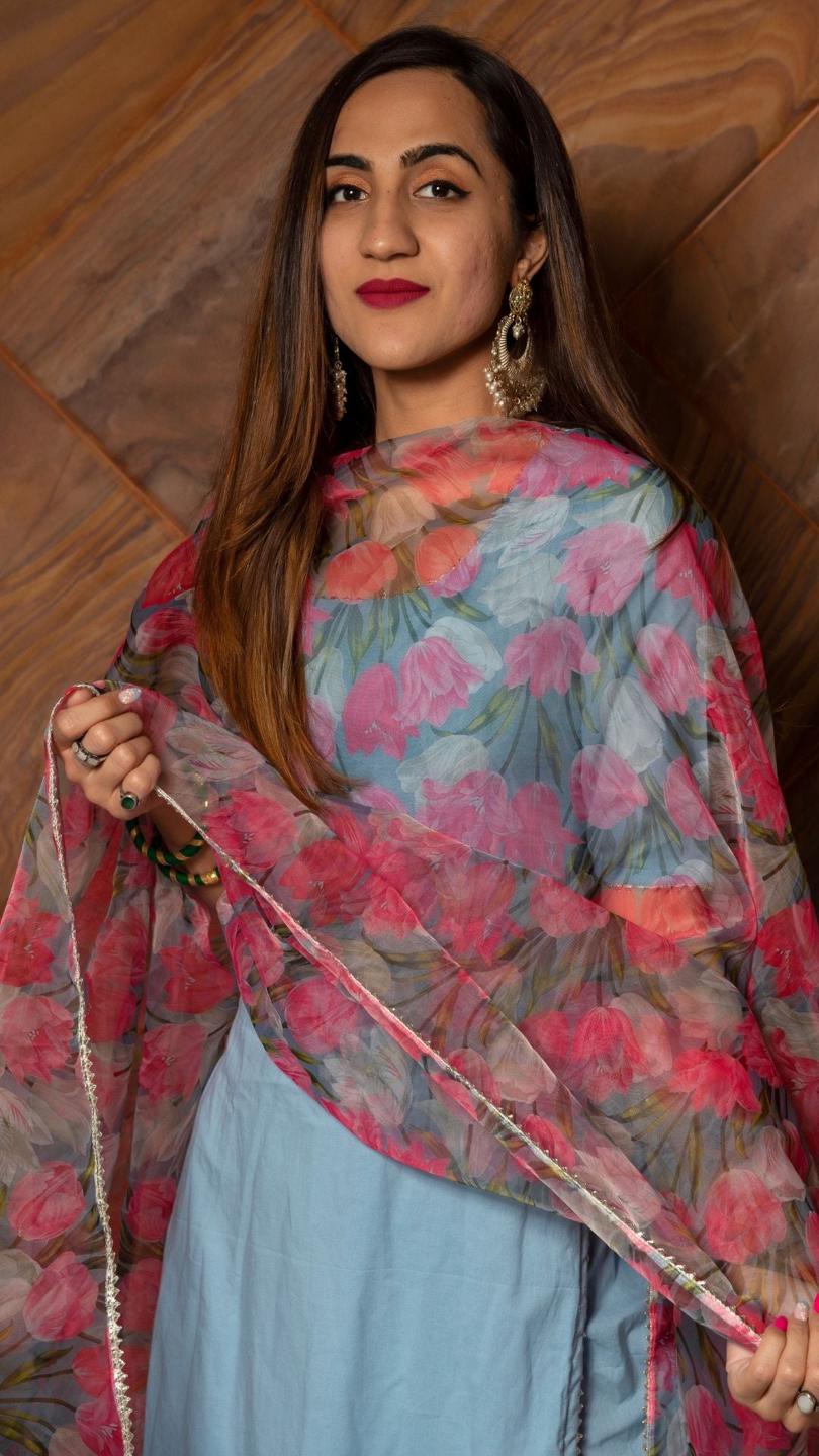 fiza-pure-cotton-suit-set-11403224BL, Women Indian Ethnic Clothing, Cotton Kurta Set Dupatta