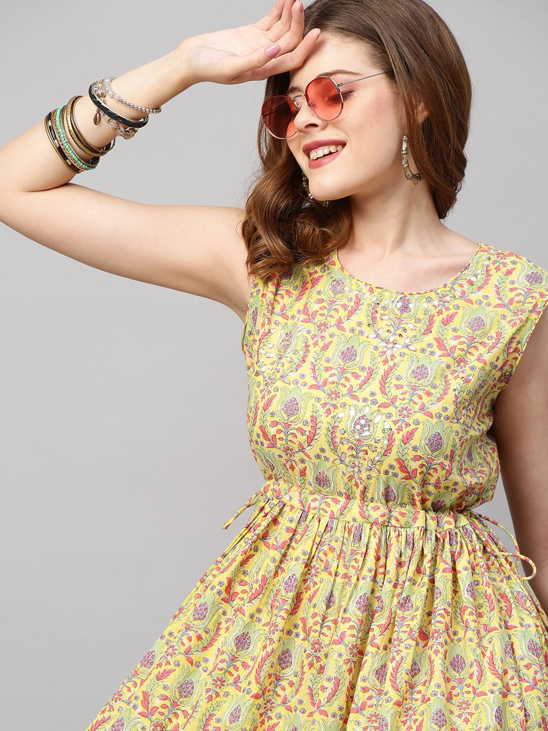 floral-printed-embroidered-tiered-flared-maxi-dress-10304017YL, Women Clothing, Cotton Dress