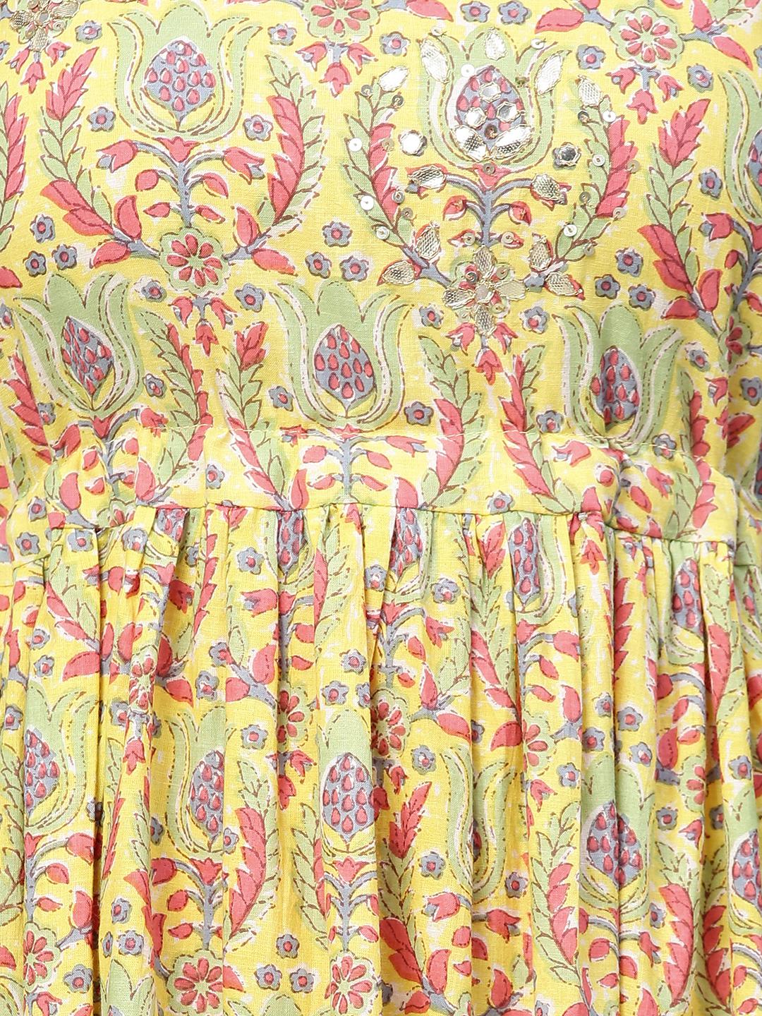 floral-printed-embroidered-tiered-flared-maxi-dress-10304017YL, Women Clothing, Cotton Dress