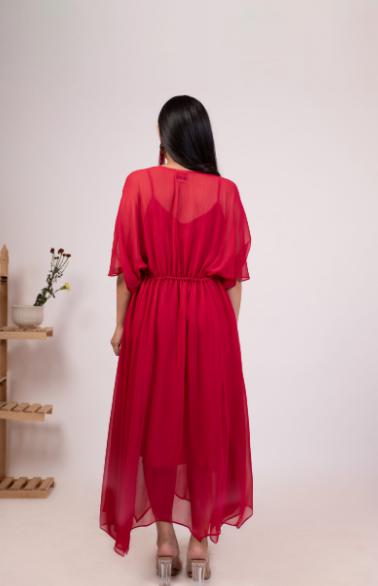 georgette-red-dress-11604017RD, Women Clothing, Georgette Dress