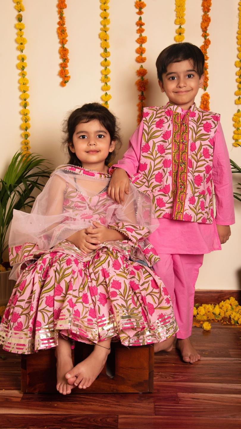 gulbhar-kurta-jacket-set-11438033GR, Kids Indian Ethnic Clothing, Cotton Boy Kurta Jacket Set