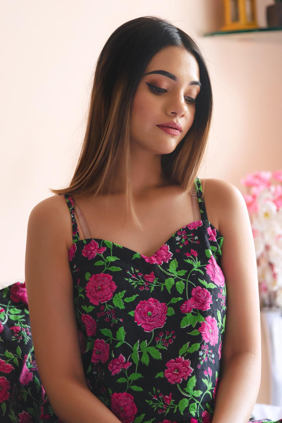 gulmohar-cotton-hand-block-night-set-11436214BK, Women Clothing, Cotton Sleep Set