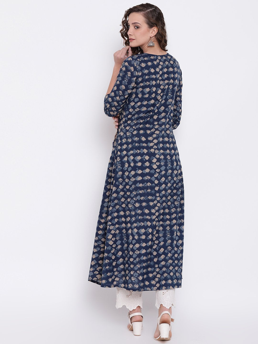 indigo-a-line-cotton-kurta-10001013BL, Women Indian Ethnic Clothing, Cotton Kurta