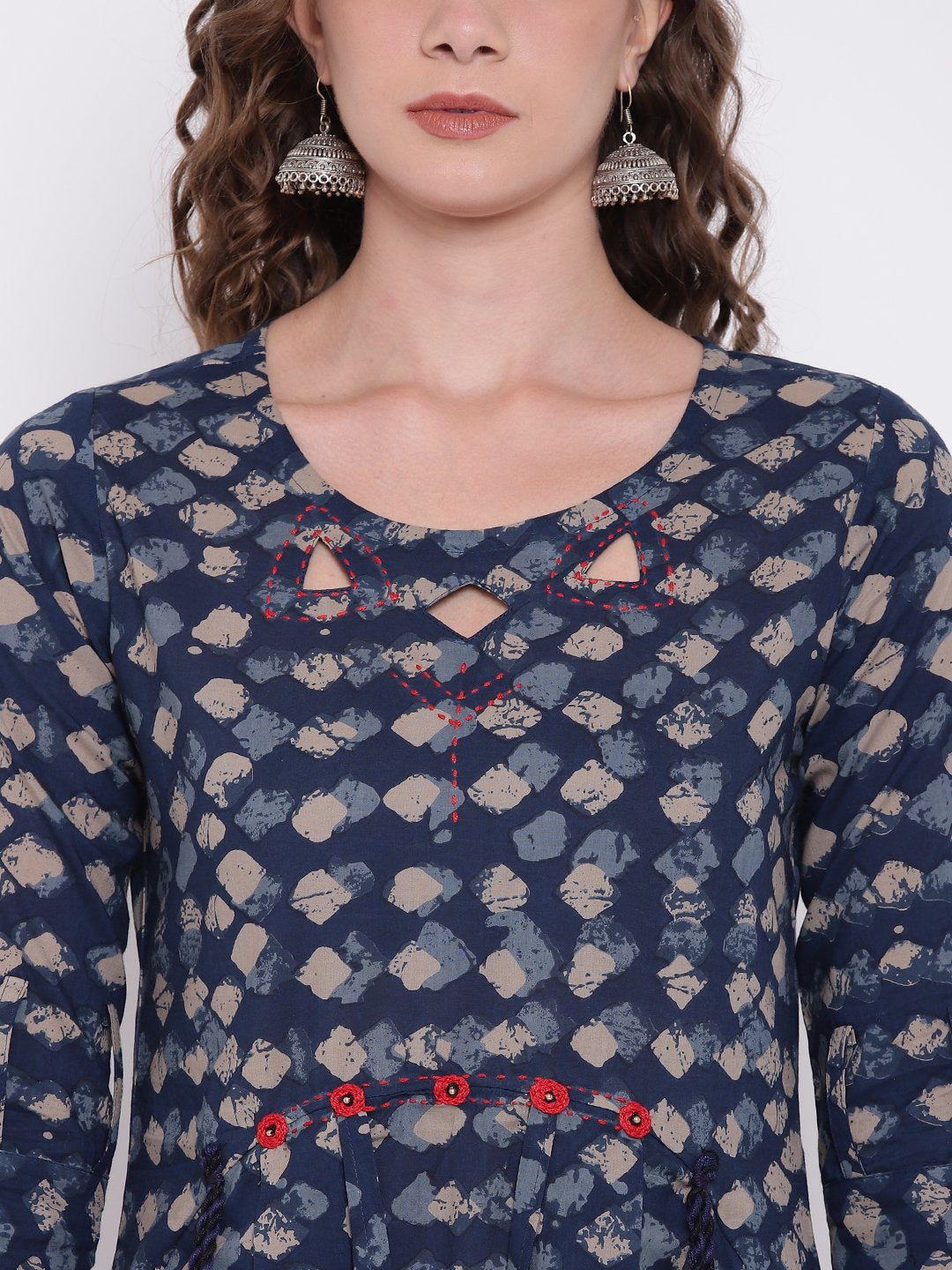 indigo-a-line-cotton-kurta-10001013BL, Women Indian Ethnic Clothing, Cotton Kurta