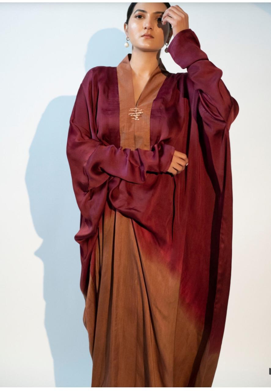 ishtar-ombre-gown-11621031RD, Women Clothing, Satin Caftan