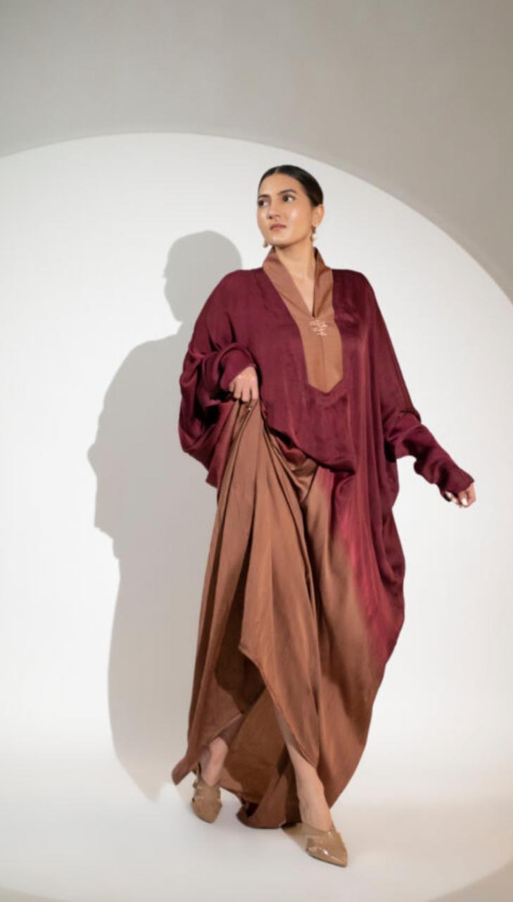 ishtar-ombre-gown-11621031RD, Women Clothing, Satin Caftan