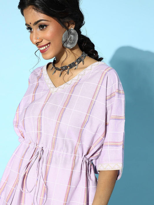 lavender-caftan-kurta-10121199PR, Women Indian Ethnic Clothing, Cotton Kaftan