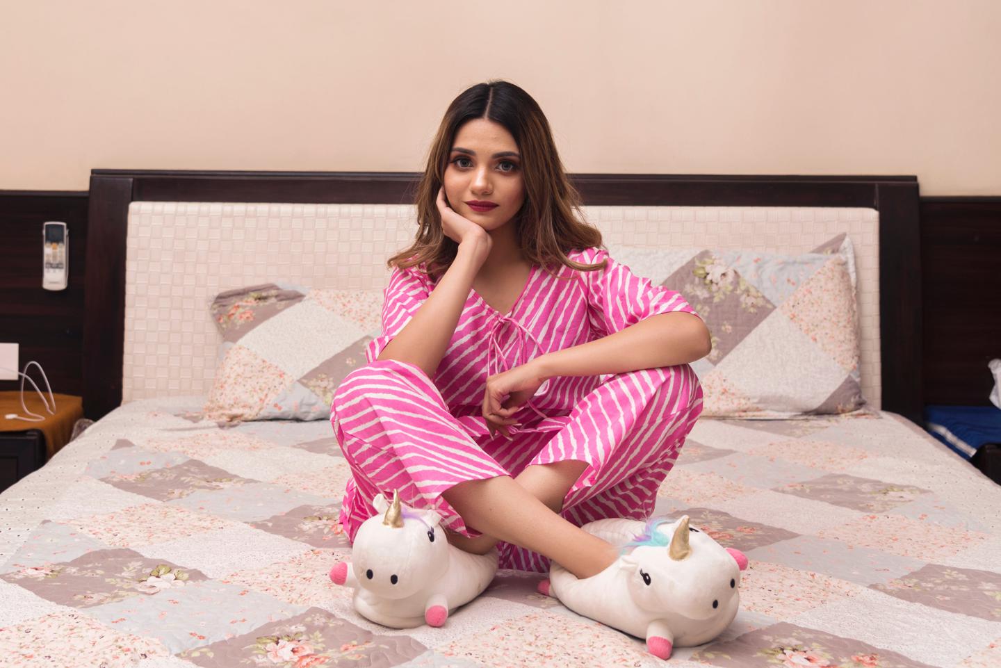 leheriya-print-cotton-night-set-11436137PK, Women Clothing, Cotton Sleep Set