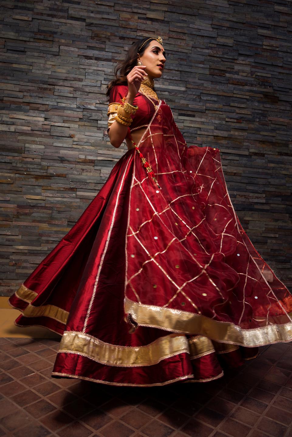 maroon-taffeta-lehenga-11423138MR, Women Indian Ethnic Clothing, Silk Lehenga Choli