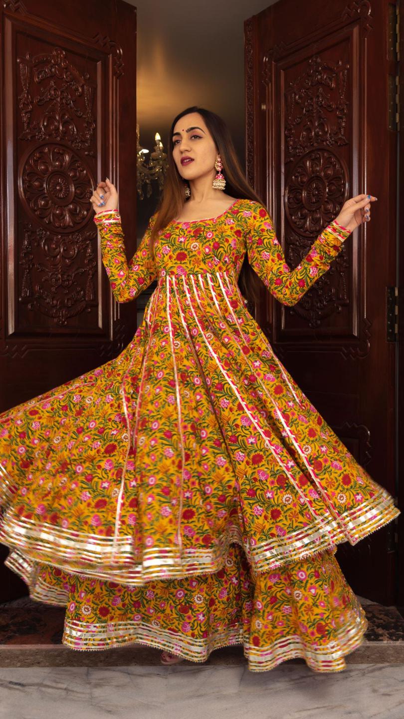 mastani-cotton-anarkali-palazzo-set-11403179YL, Women Indian Ethnic Clothing, Cotton Kurta Set Dupatta