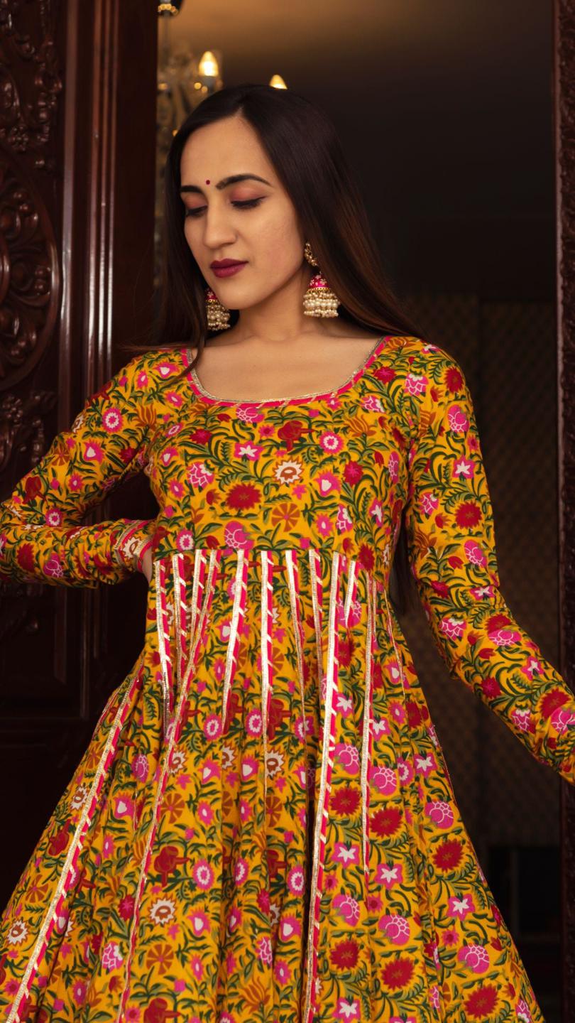 mastani-cotton-anarkali-palazzo-set-11403179YL, Women Indian Ethnic Clothing, Cotton Kurta Set Dupatta