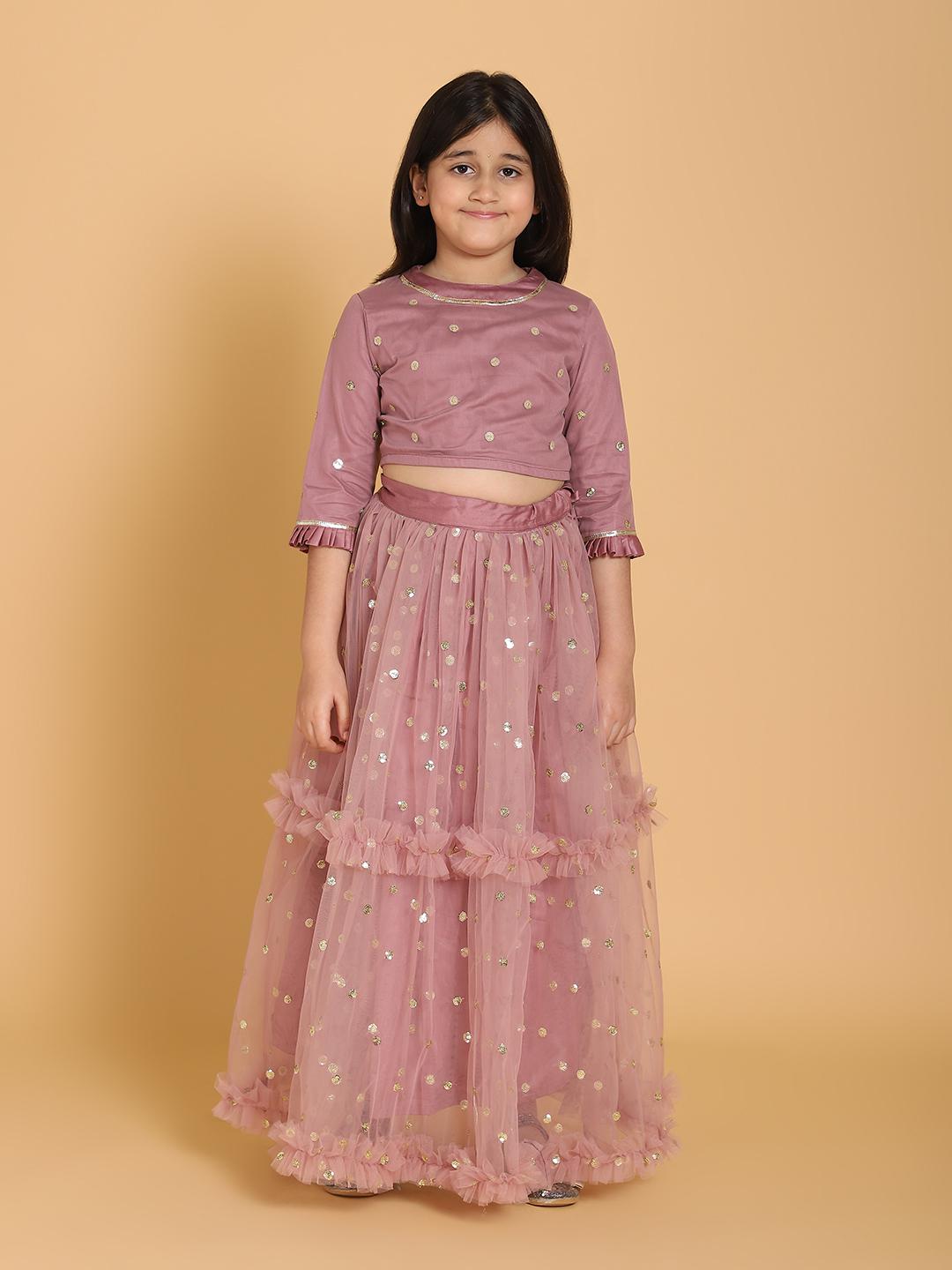 mauve-net-choli-with-lehenga-10509082PK, Kids Indian Ethnic Clothing, Net Girl Lehenga Set