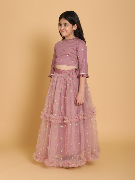 mauve-net-choli-with-lehenga-10509082PK, Kids Indian Ethnic Clothing, Net Girl Lehenga Set