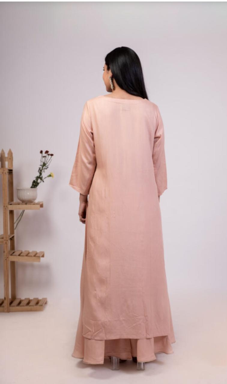 mauve-pink-kurta-palazzo-set-11602043PK, Women Indian Ethnic Clothing, Rayon Kurta Set