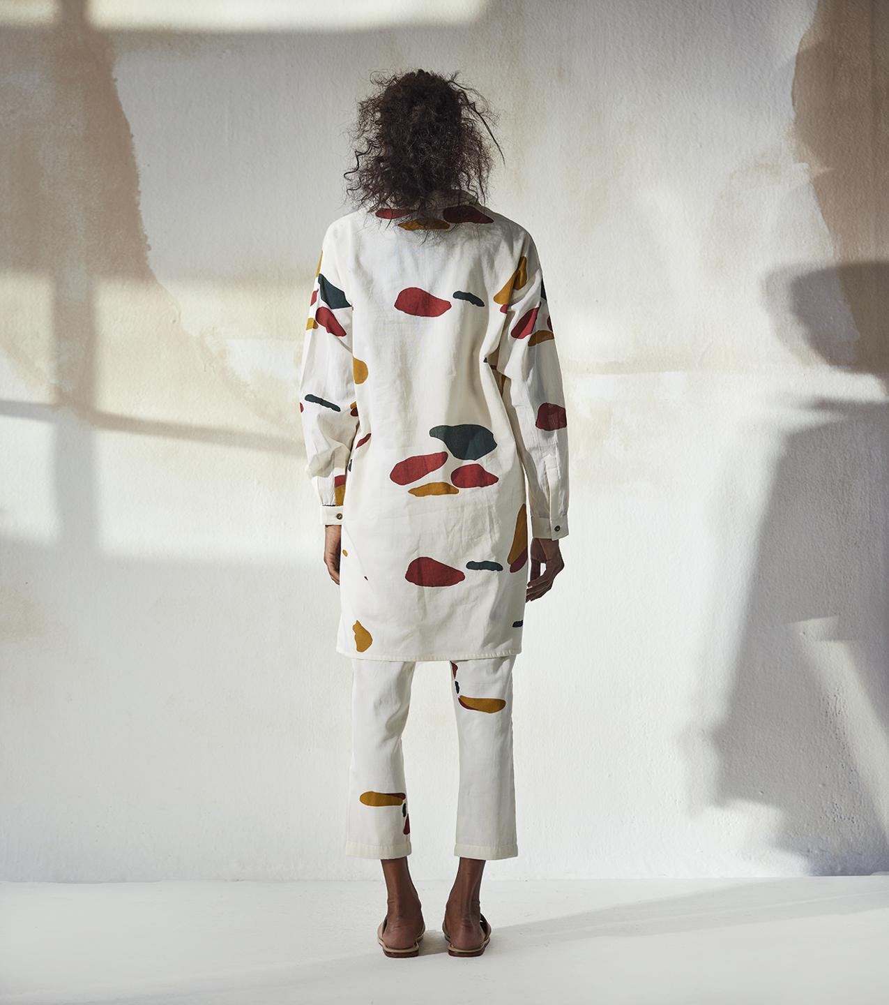 mosaic-printed-off-white-mulmul-co-ord-set-11940062WH, Women Clothing, Mulmul Matching Set