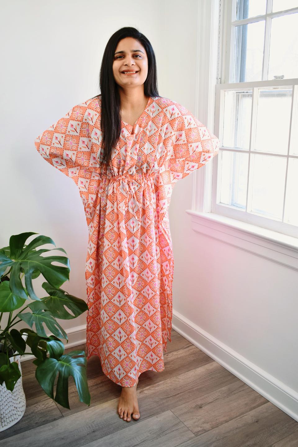 Orange Diamond Long Caftan