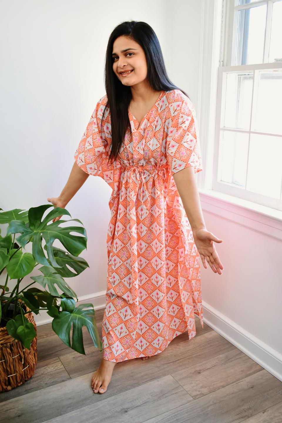 Orange Diamond Long Caftan