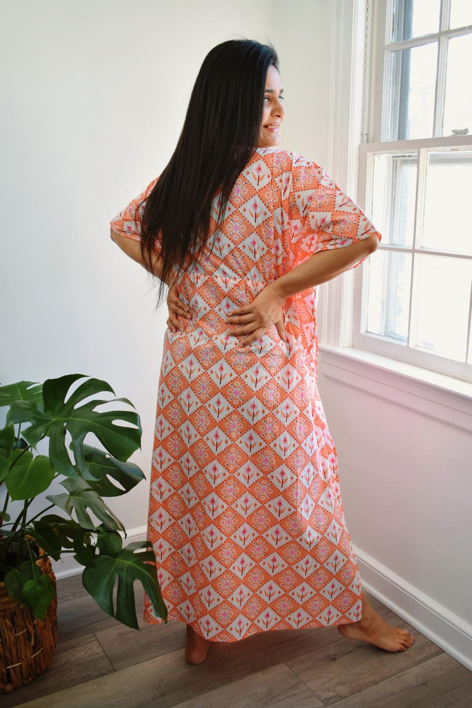 Orange Diamond Long Caftan