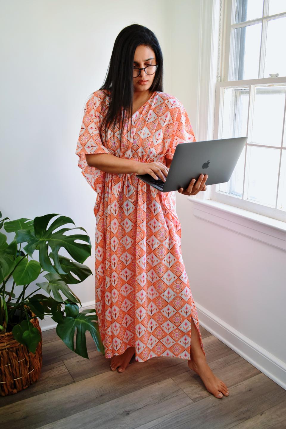 Orange Diamond Long Caftan