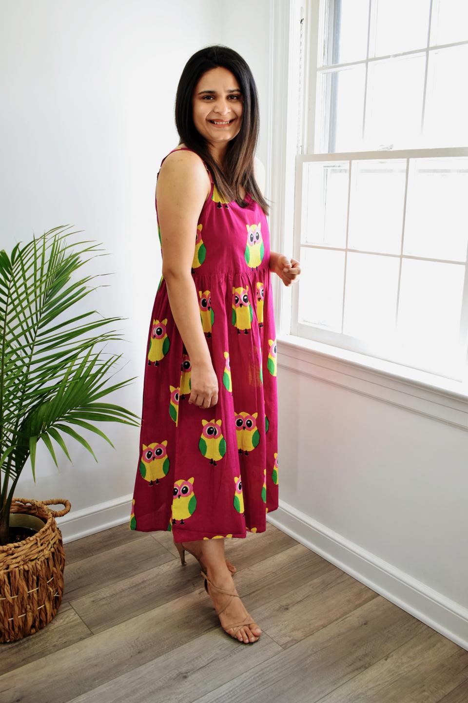 Owl Print Sleeveless Dress