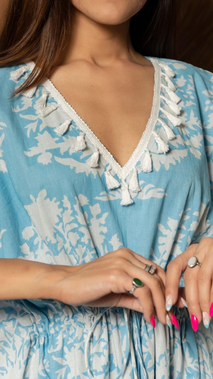 peony-white-cotton-caftan-dress-11421118BL, Women Clothing, Cotton Caftan