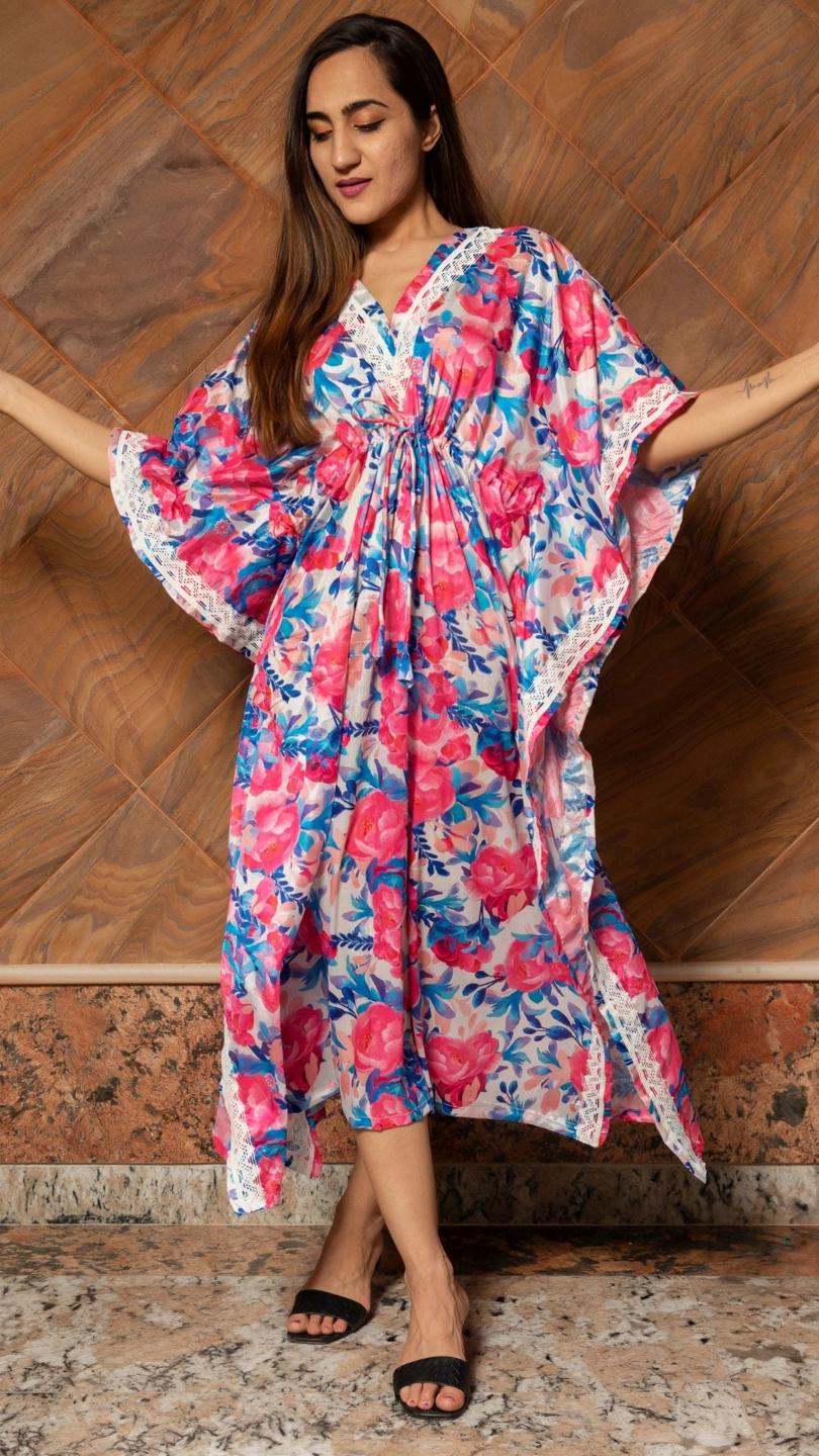 Pomcha Jaipur Phulwari Chiffon Kaftan Dress | indian ethnic outfits Pomcha Jaipur Phulwari Chiffon Kaftan Dress | indian ethnic outfits