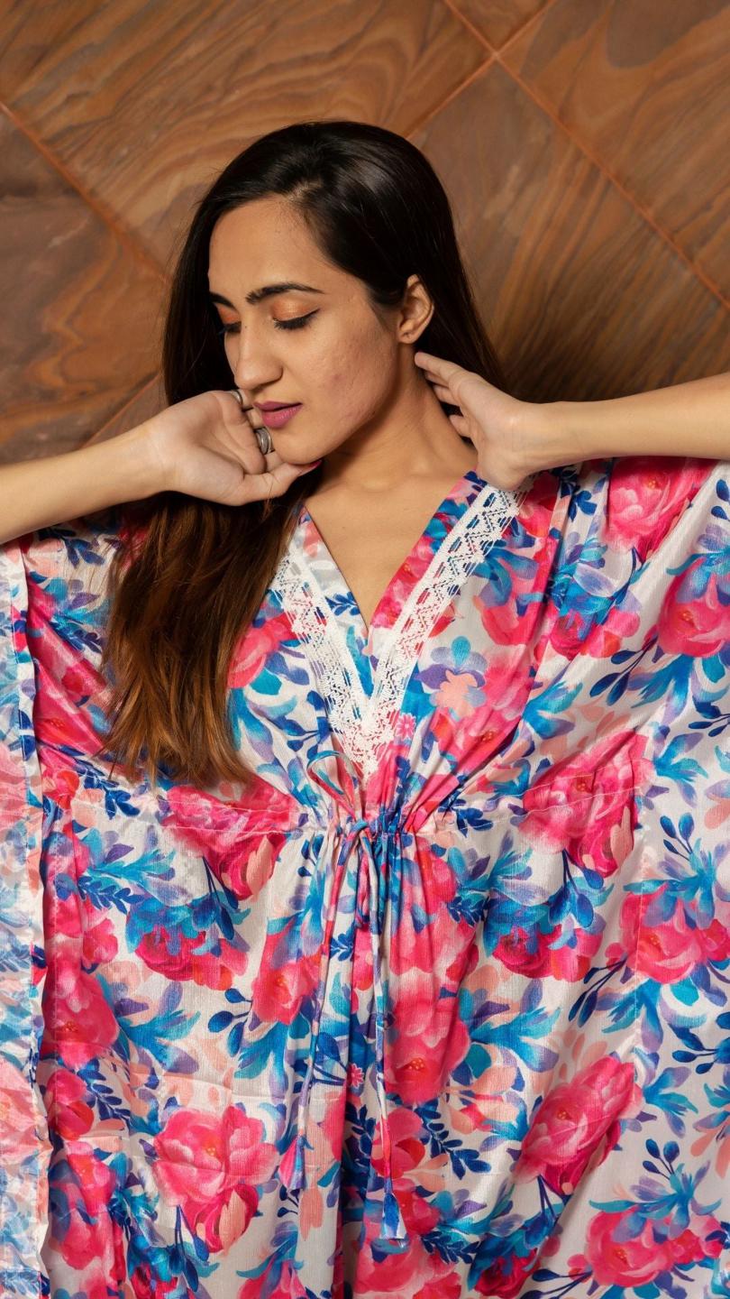 phulwari-chiffon-caftan-dress-11421117WH, Women Clothing, Chiffon Caftan