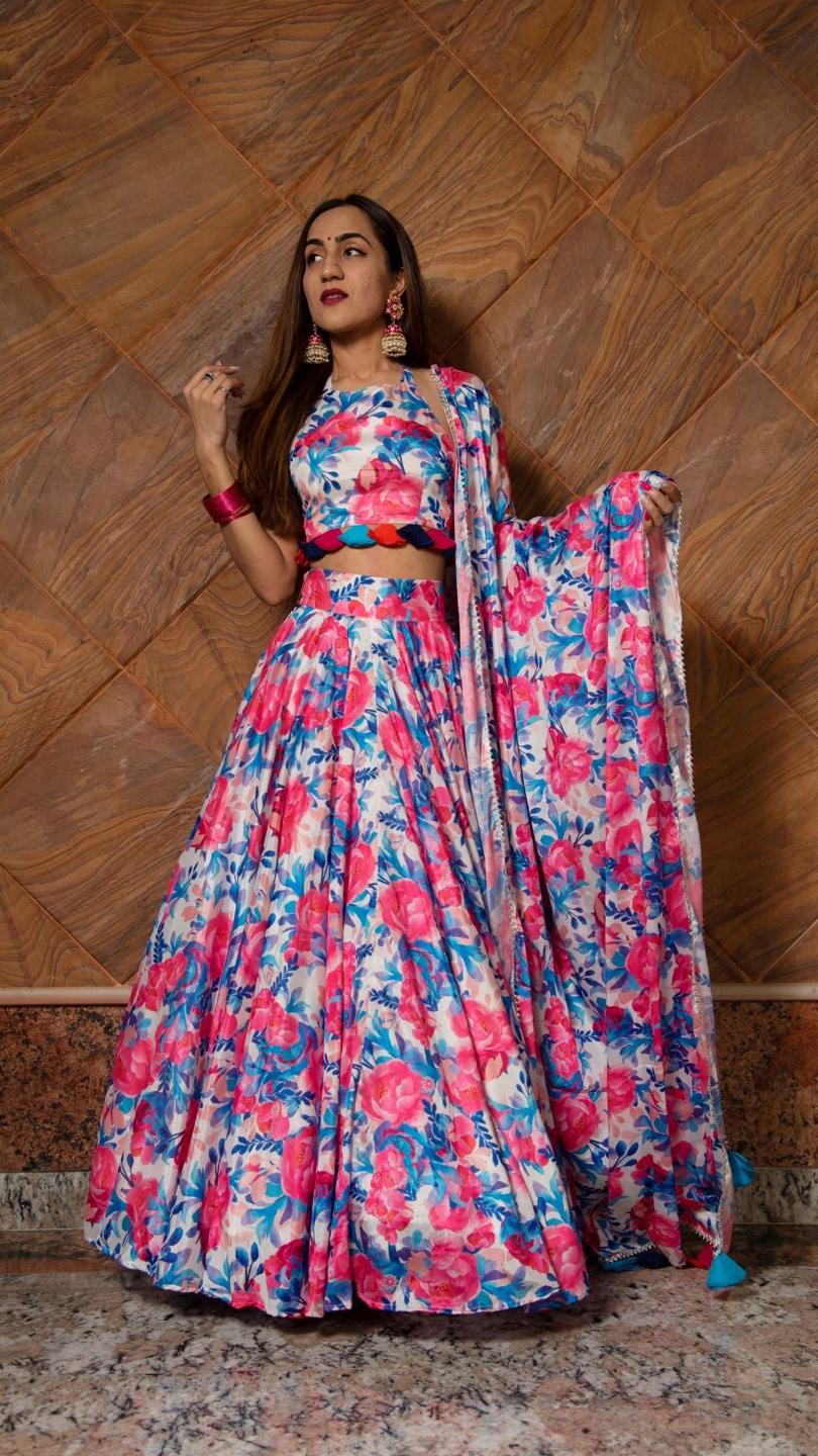 phulwari-chiffon-lehenga-set-11423123GR, Women Indian Ethnic Clothing, Chiffon Lehenga Choli