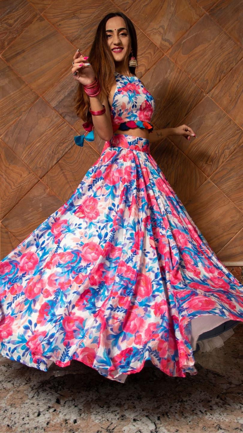 phulwari-chiffon-lehenga-set-11423123GR, Women Indian Ethnic Clothing, Chiffon Lehenga Choli
