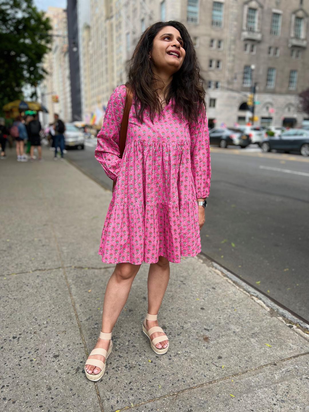 Pink Booti Tiered Short Dress
