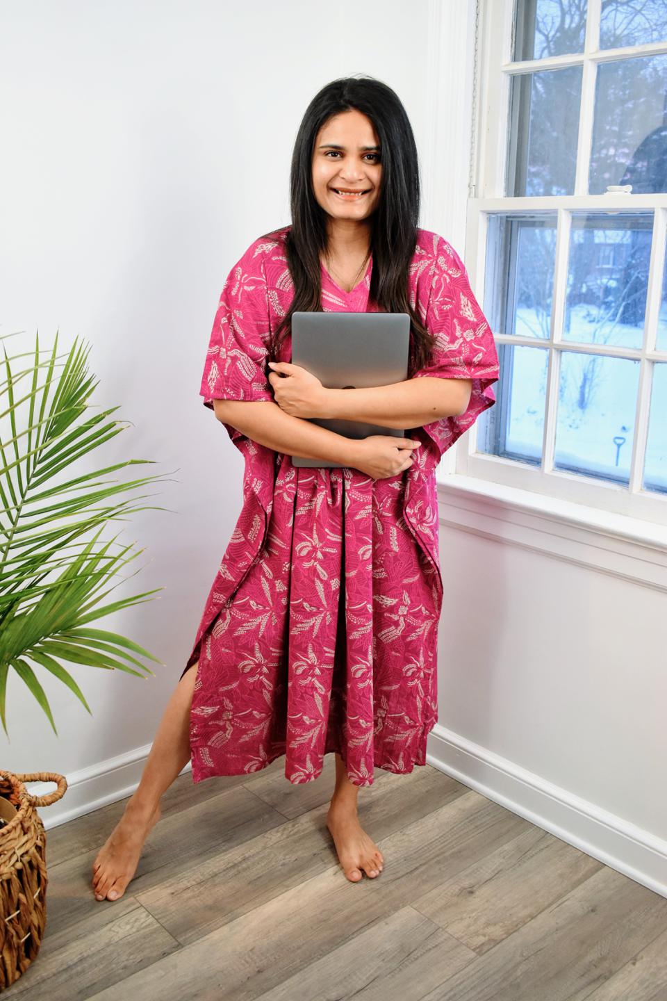 Pink Hand Block Short Caftan